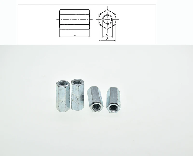 M5 M6 M8 M10 M12 M14 M16 M18 M20 Stangenkupplung Sechskantmutter Stahl verzinkt lange Sechskantmutter Verbindung Gewindemutter DIN 6334 – Detail 2