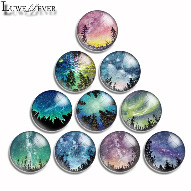 

12mm 10mm 16mm 20mm 25mm 30mm 556 Camping Tree Mix Round Glass Cabochon Jewelry Finding 18mm Snap Button Charm Bracelet