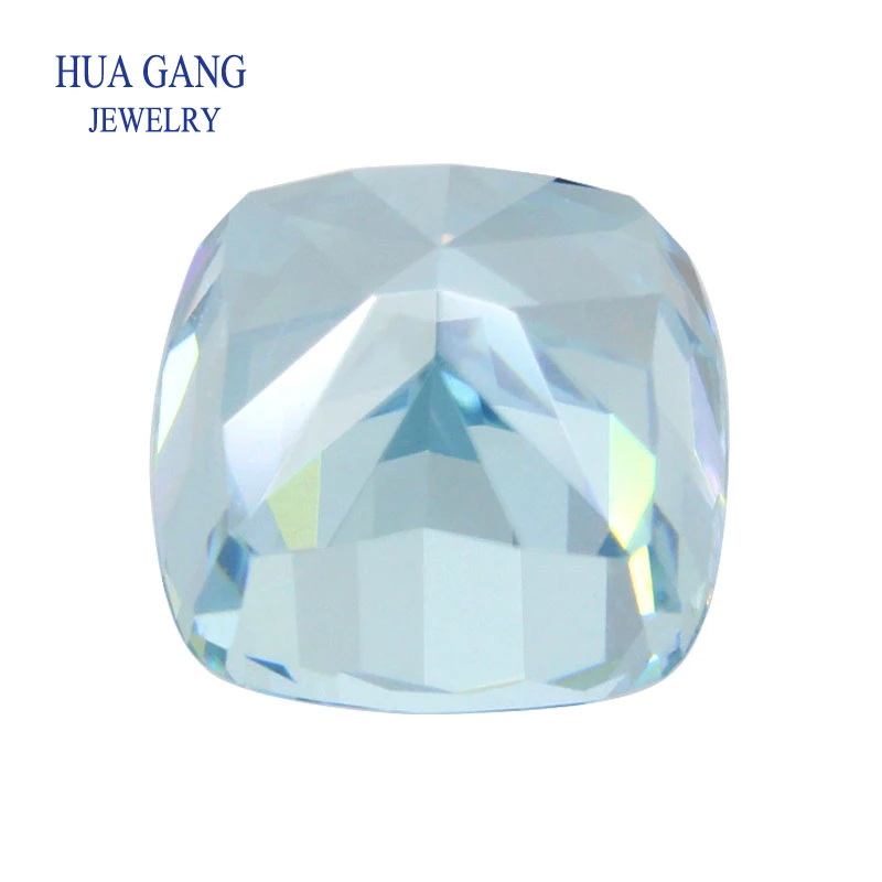 9A Top Quality Cushion Cut Light Sea Blue CZ Stone Synthetic Gems Cubic Zirconia Beads For Jewelry 6x6mm Wholesale