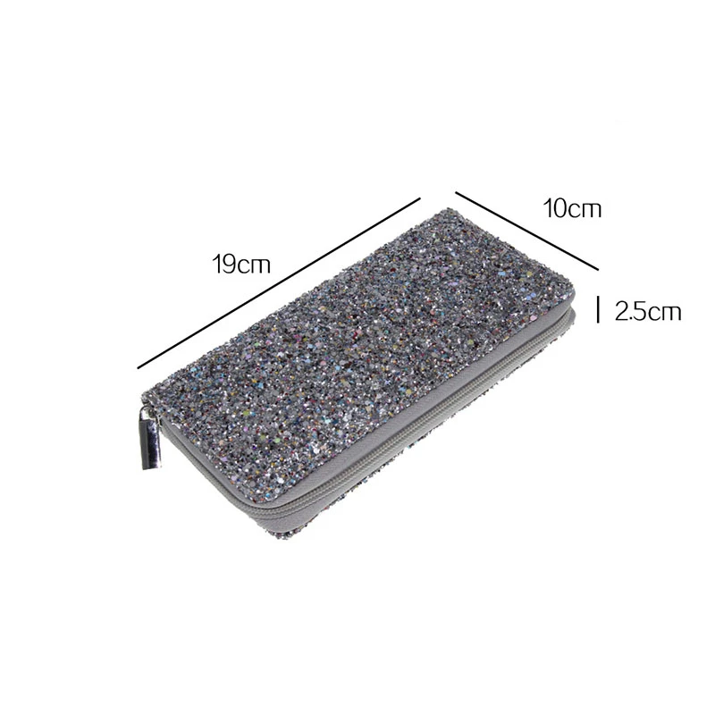 Mode Laser Frauen Pailletten Lange Brieftaschen PU Leder Zipper Glitter Geldbörsen Geld Telefon Karte Halter Mädchen Elegante Handtasche