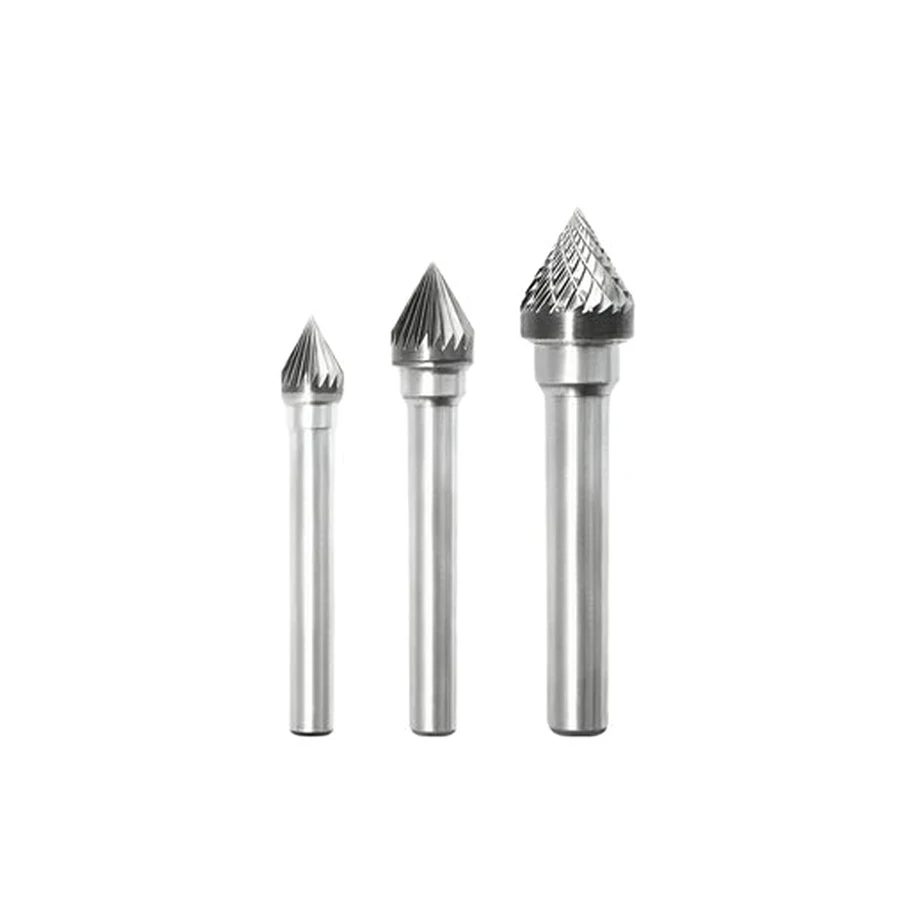 Lima rotante in metallo duro tipo J conica J0807/1008M06 JX1210/1613M06 utensile per incisione con fresa a testa in acciaio al tungsteno