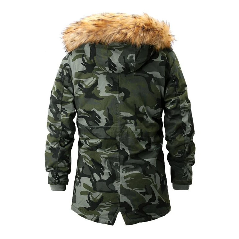 100% Cotton Men Winter Pop Long Casual Camouflage Hood Jacket Parkas Coat Men Outdoor Pop Warm Thick Pockets Parkas Trench Men