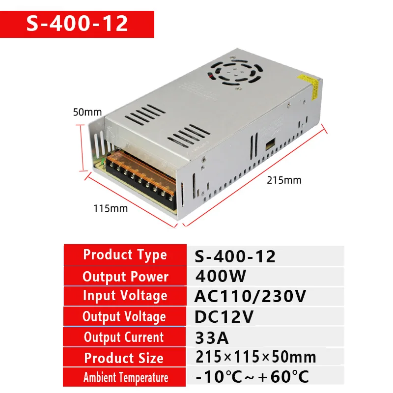 400W Switching Power Supply Light Transformer AC 110V 220V To DC 12V/33A 24V/16.5A Power Supply Source Adapter S-400-12V/24V