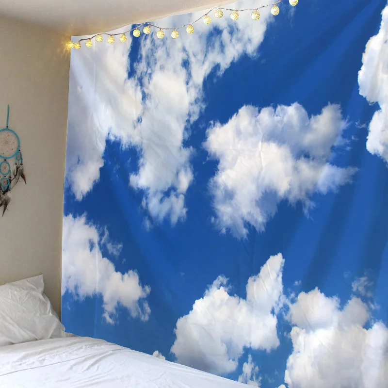 

Blue sky and white clouds tapestry wall hanging hippie room background cloth boho home decor beach mat yoga mat sofa bed sheet