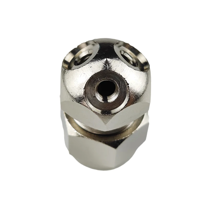 

Three Hole Brass Connector For High Pressure Misting Nozzles 9.52MM PE PA Nylon Pipe Stainless Steel Tube