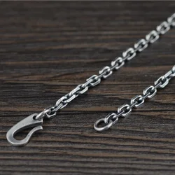 Pure Silver 3mm Thick Retro Hook Lock O Link Chain Necklace S925 Sterling Silver Necklace Sweater Chain Jewelry Man Woman