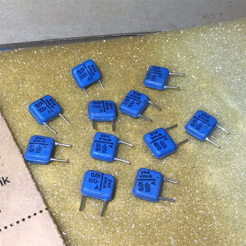 30PCS The old section of West Germany WIMA Blue FKS 0.01UF 100V electrical antique audio coupling capacitors Muke free shipping