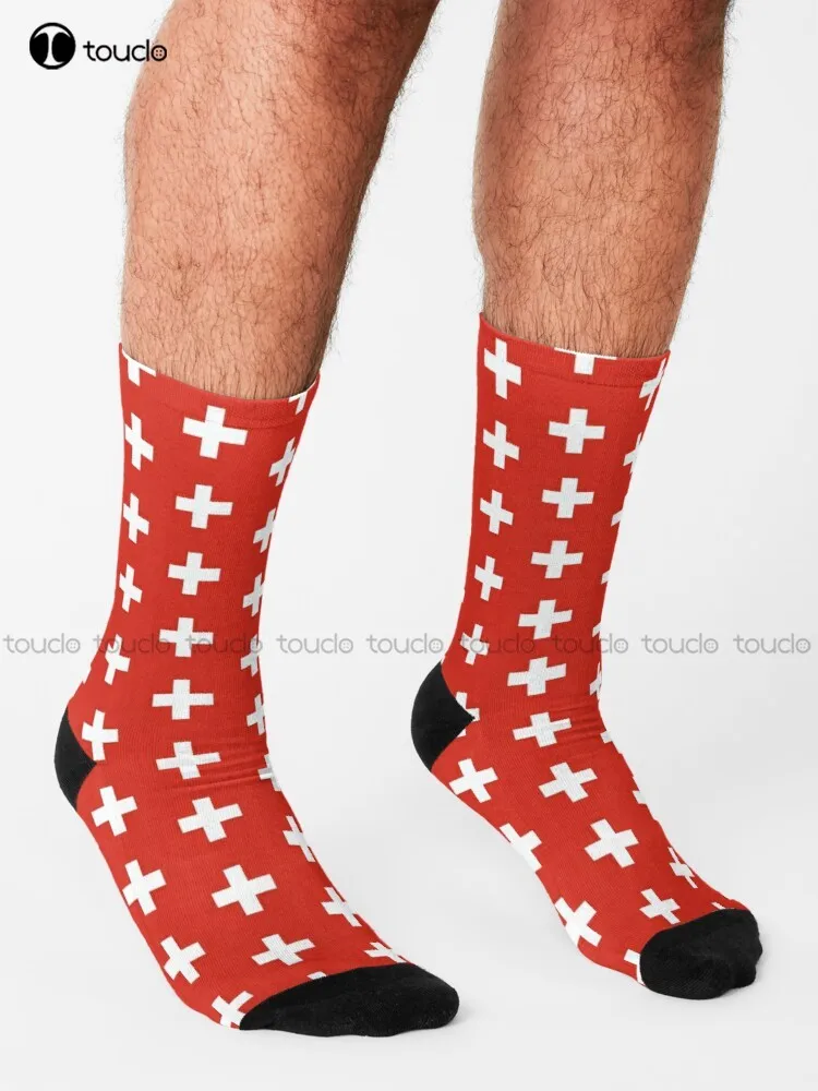 Switzerland Flag Swiss Flag Patriotic Socks Mens Colorful Socks Personalized Custom Unisex Adult Teen Youth Socks Fashion New