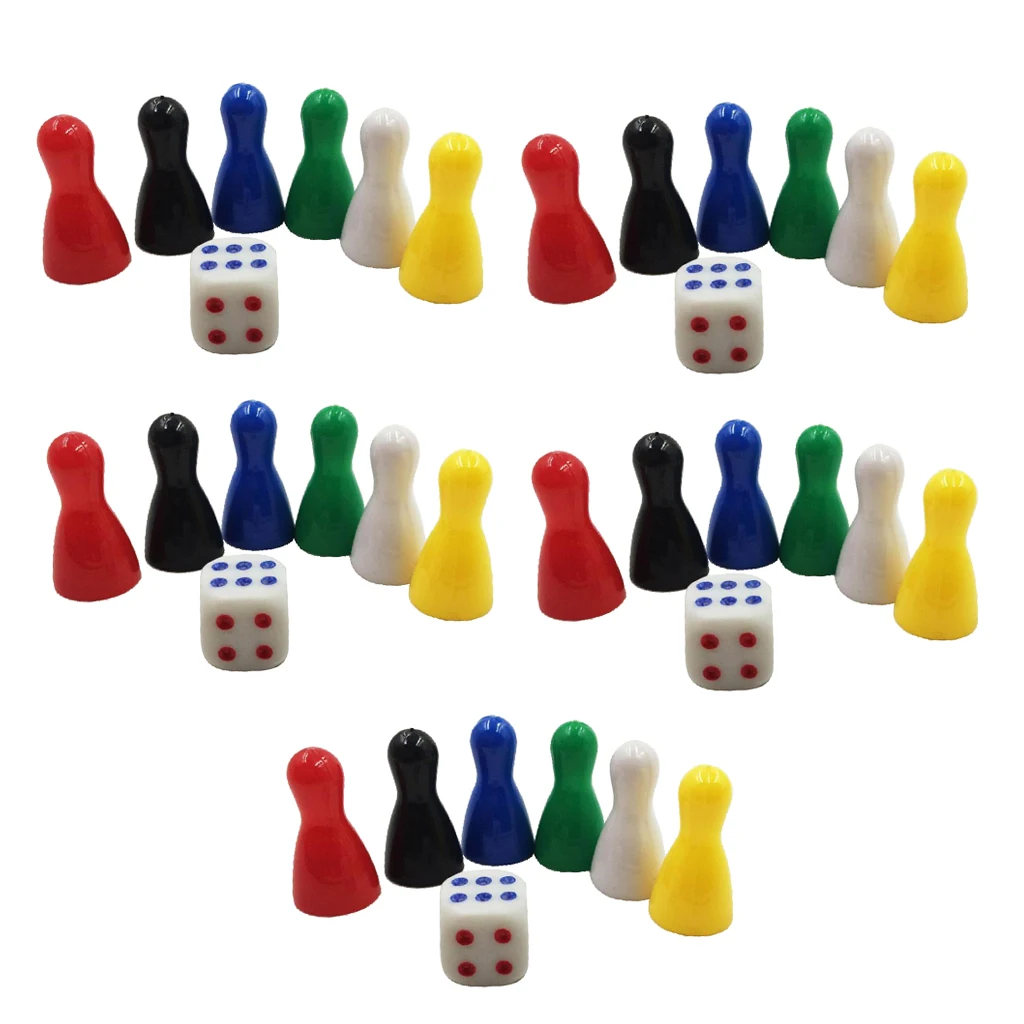 30Pcs 24pcs 12pcs 6pcs Plastic Game Pieces Dice Pawn/Chess Board Games Card Games Accessories