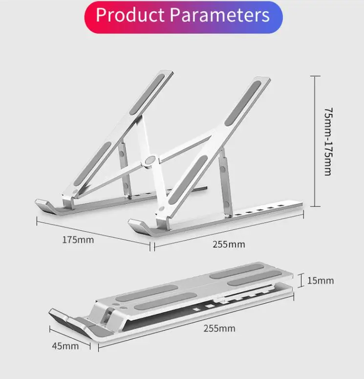 Portable Laptop Stand Aluminium Foldable Notebook Support Laptop Base Macbook Pro Holder Adjustable Bracket Computer Accessories