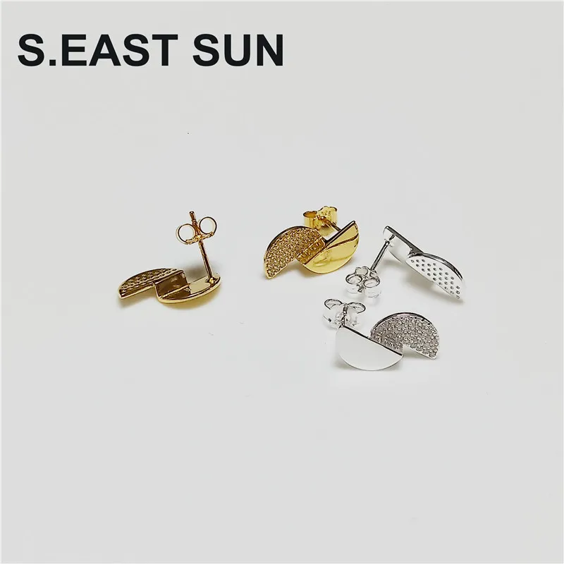 

S.EAST SUN Sun Moon Sterling Silver S925 set with zircon exquisite elegant low luxury geometric Earrings women's Party Gift Hand