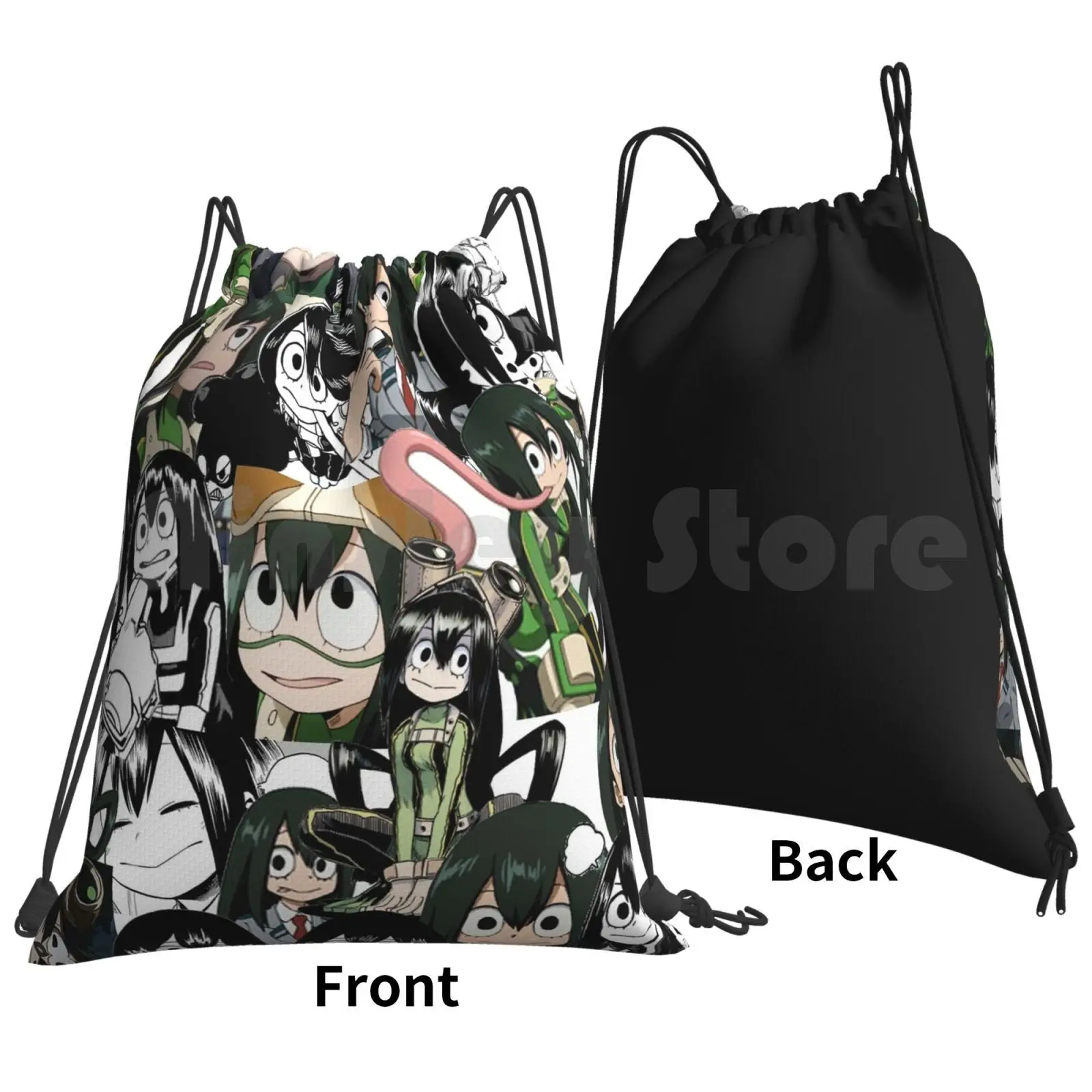 Froppy Collage Backpack Drawstring Bag Riding Climbing Gym Bag Bnha Boku No Hero Academia Mha Tsuyu Deku Todoroki Toga