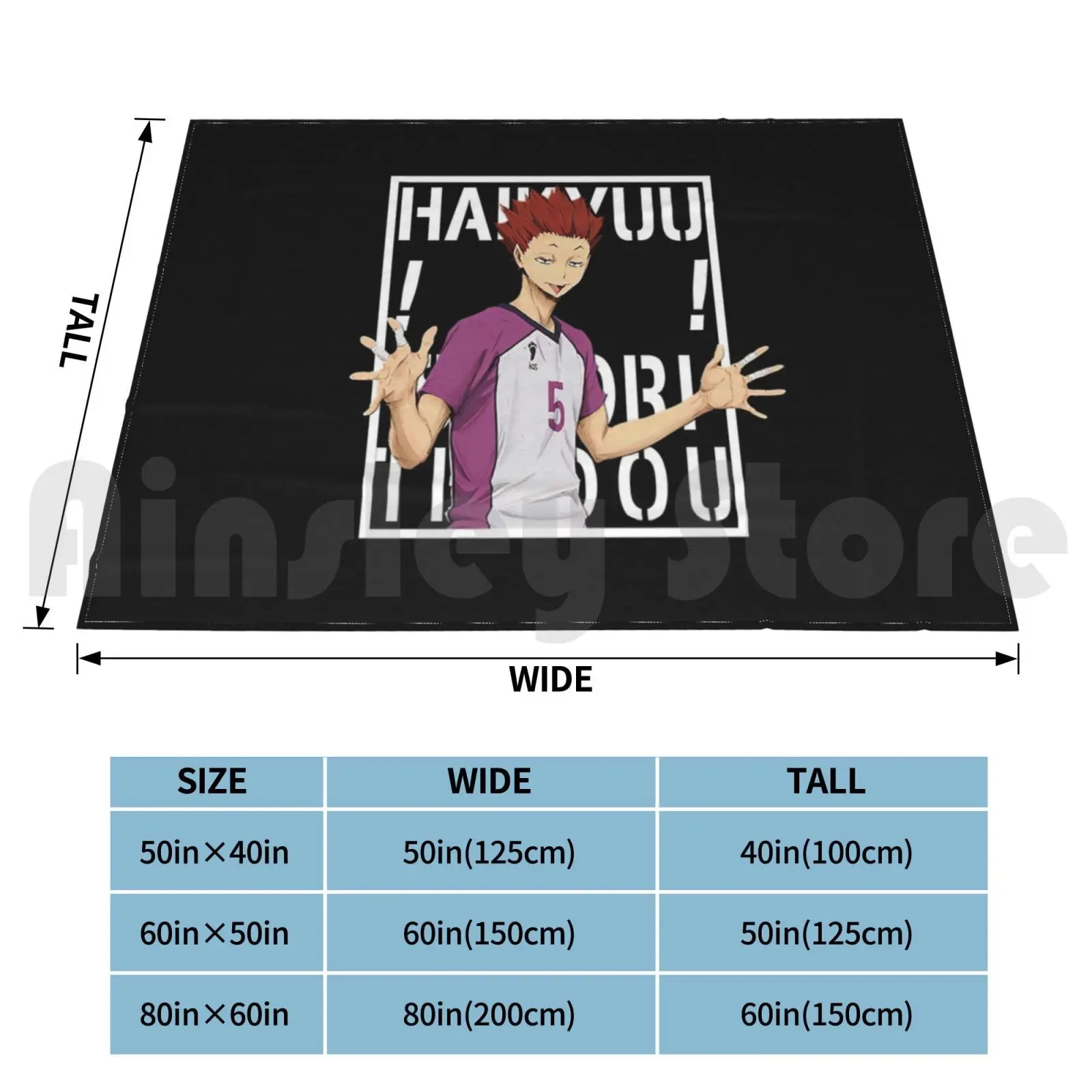 Haikyuu!! : Tendou-Background Text ( White ) Blanket Fashion Custom Tendou Tendo Tendou Tendo Tendo