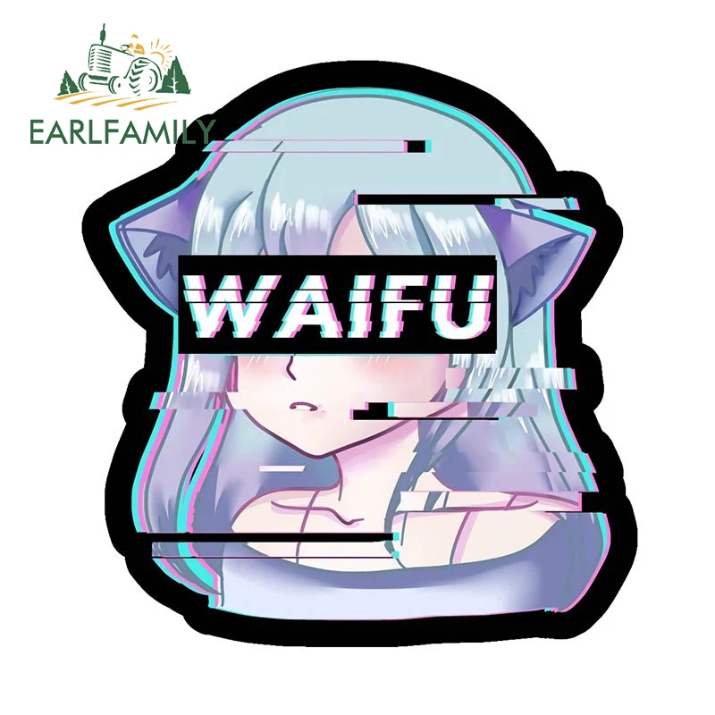 EARLFAMILY 13cm x 12.2cm for  Vapour Wave Waifu Car Stickers Creative Waterproof Decals Vinyl Scratch-Proof Caravan Trunk Decor