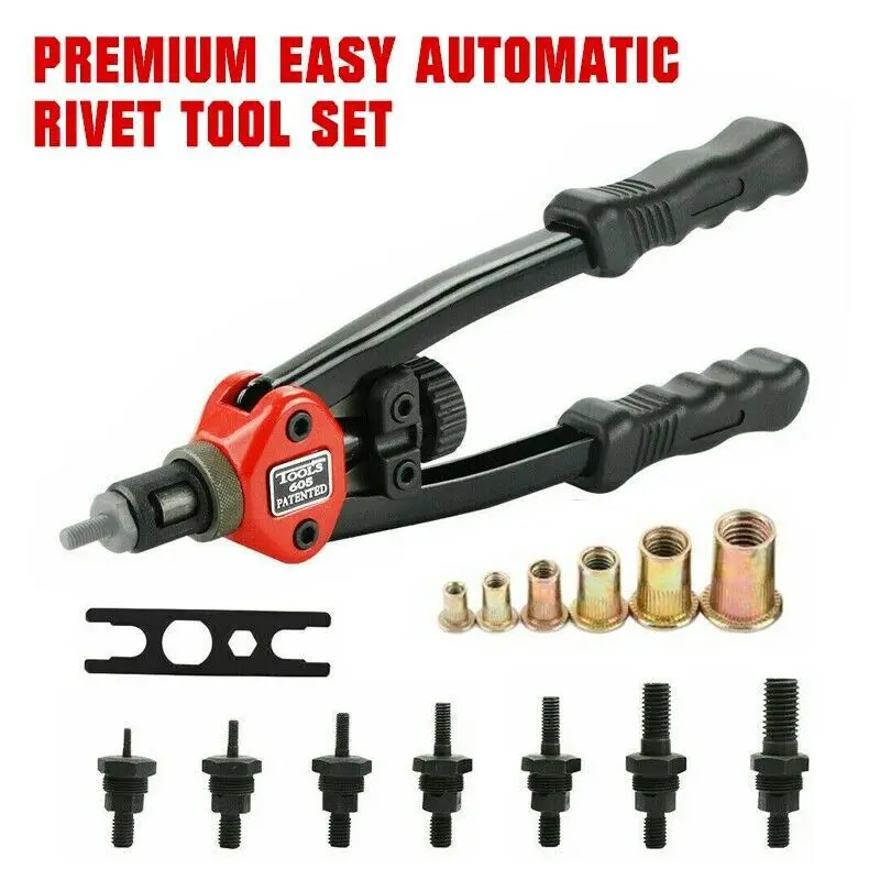 Hand Threaded Rivet Nuts Guns with Nuts 605 606 Double Insert Manual Riveter Riveting Rivnut Tool for M3/M4/M5/M6/M8/ Nut