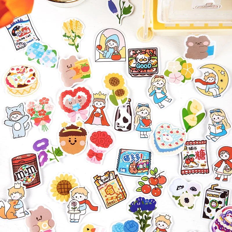 46pcs Kawaii Cartoon Animals Bear snack Decorative Box Stickers Scrapbooking diy Label Diary Stationery Album Journal Planner