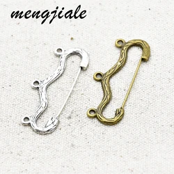 15pcs Two color alloy metal Bow shape charms Connector pin Pendants for Jewelry accessories making 45*17mm