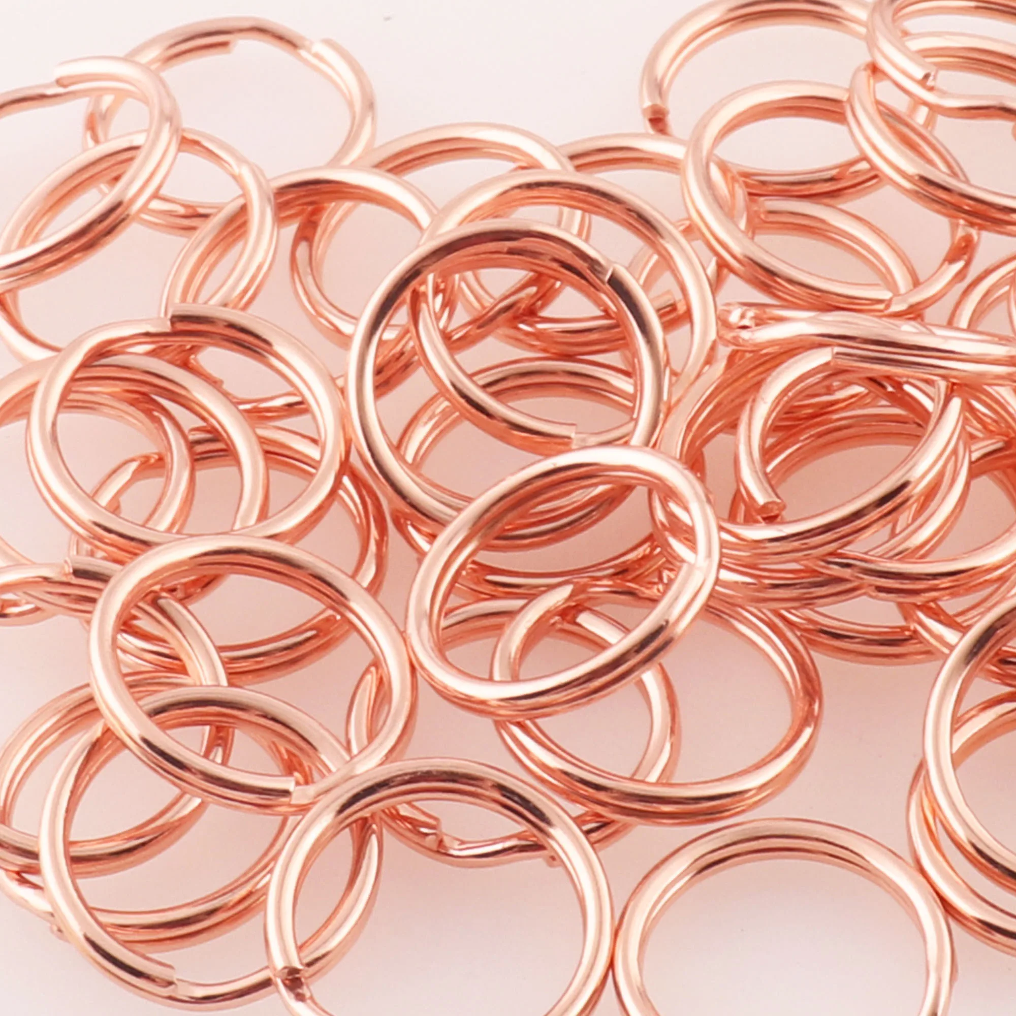 50 pcs Metal  Rose Gold Key Rings,Keychain Connectors Jump Rings,Split Rings Circle Key Rings,O Ring Loop For Key Holders,di