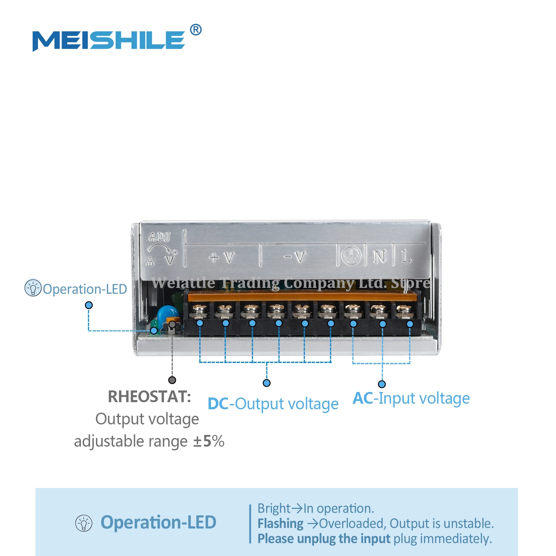 360W 480W 600W DC12V 50A 25A 12.5A 24V 36V 48V 60V LED Driver Switching Power Supply SMPS 110/220VAC Transformer Monitoring CCTV