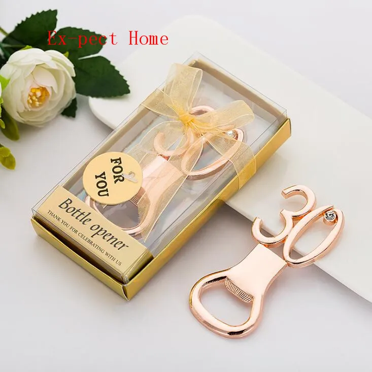 150pcs Birthday Favors gifts 30 40 years old 30th 40th Anniversary Souvenirs gold metal beer bottle opener