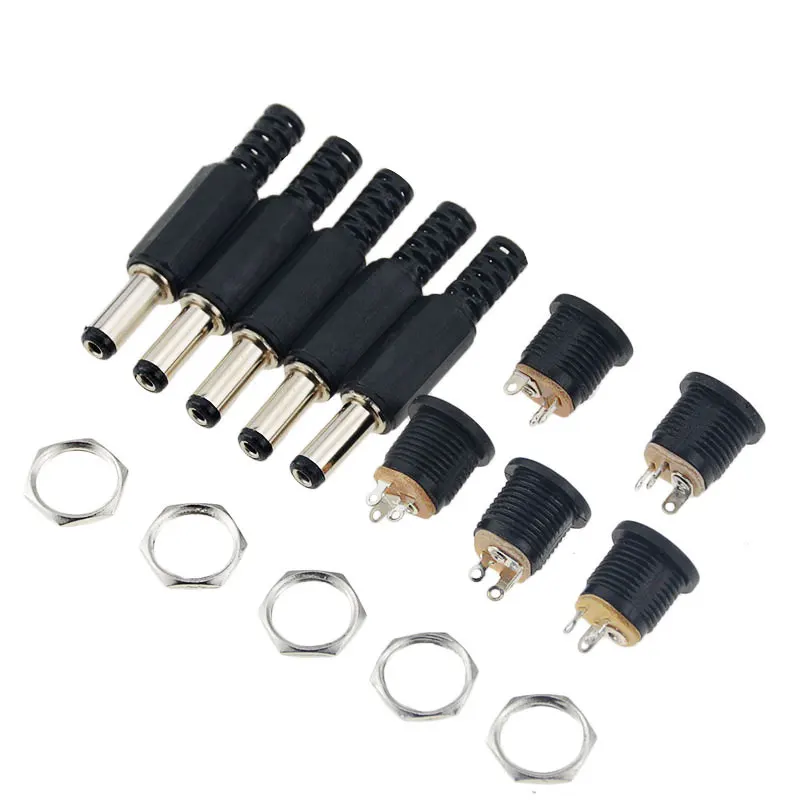 10PCS 12V 3A Plastic Male Plugs  Female Socket Panel Mount Jack DC Power Connector Electrical Supplies