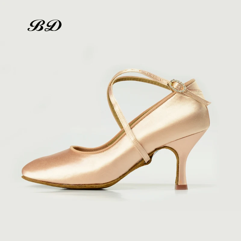 TOP Dance Shoes Modern Latin Women\'s Shoes Adult Soft Sole National Standard Waltz High-grade Satin BD 187 Professional Ballroom