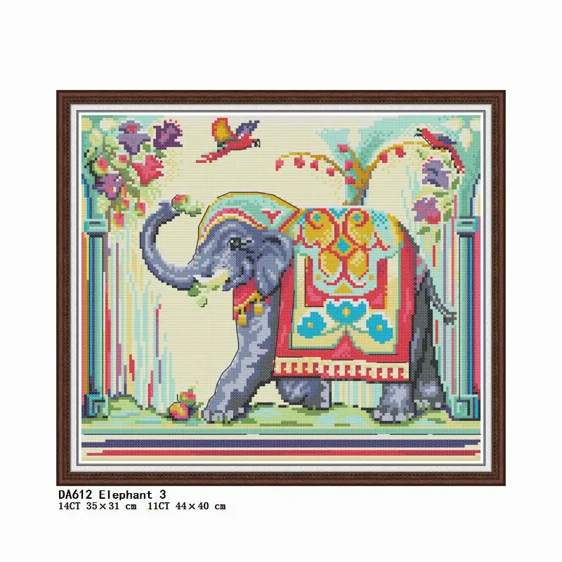 Gestempelt Gewinde Elefanten Gedruckt Kreuz Stich Kits Gezählt 11CT 14CT Muster Hand Decor Stickerei Handwerk Leinwand Stoff Set – Detail 4