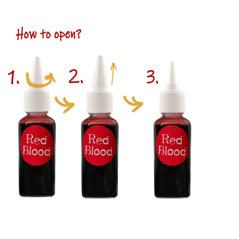 30ml Fake Blood for Bloody Nose Eyes Ears Vampire Zombie Makeup Props Halloween Party Horror Bady Paint Cos Decoration