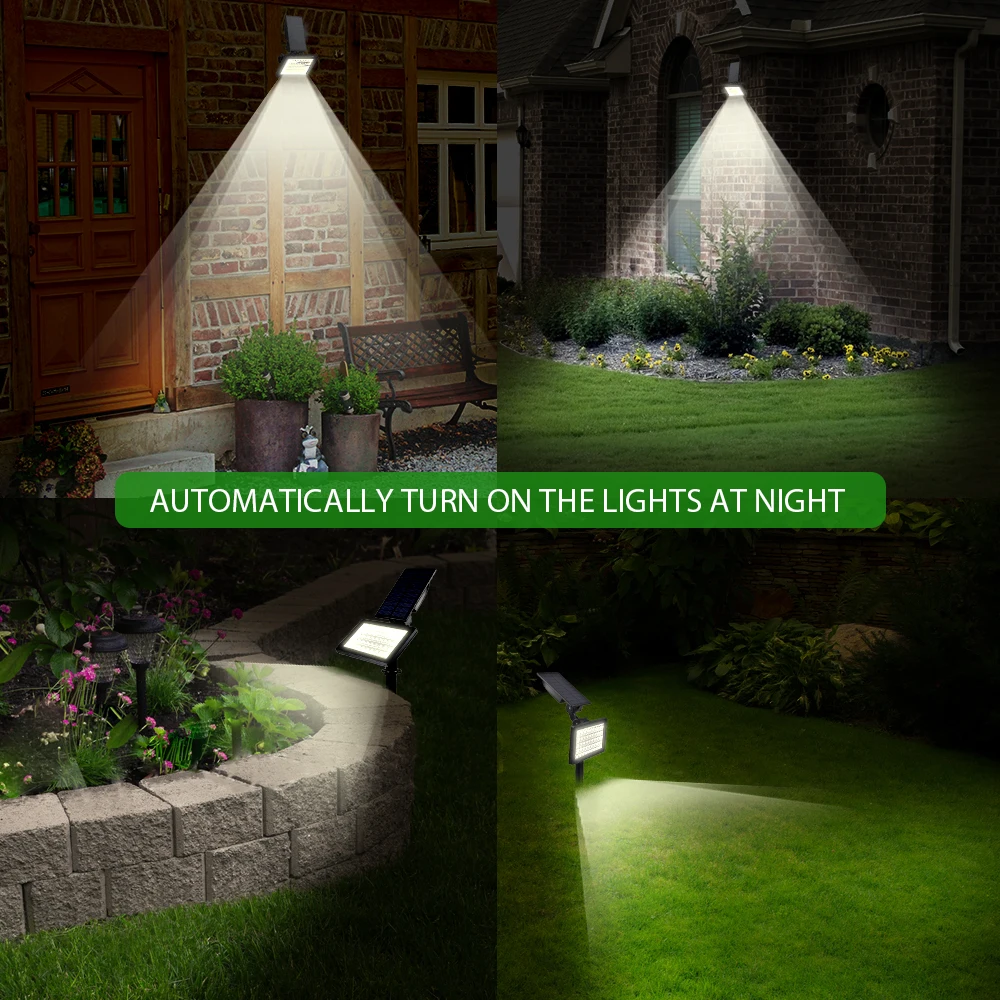 T-SUN 1-2pcs 50 leds Solar Garden Lights Adjustable Outdoor Solar Lamp IP44 Waterproof Wall Lighting for Garden Decoration Light