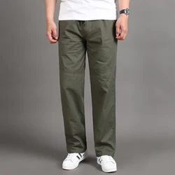 Pantalones Cargo informales para hombre, Pantalón de algodón 95% con múltiples bolsillos, holgado, recto, para correr, M-6XL de mediana edad