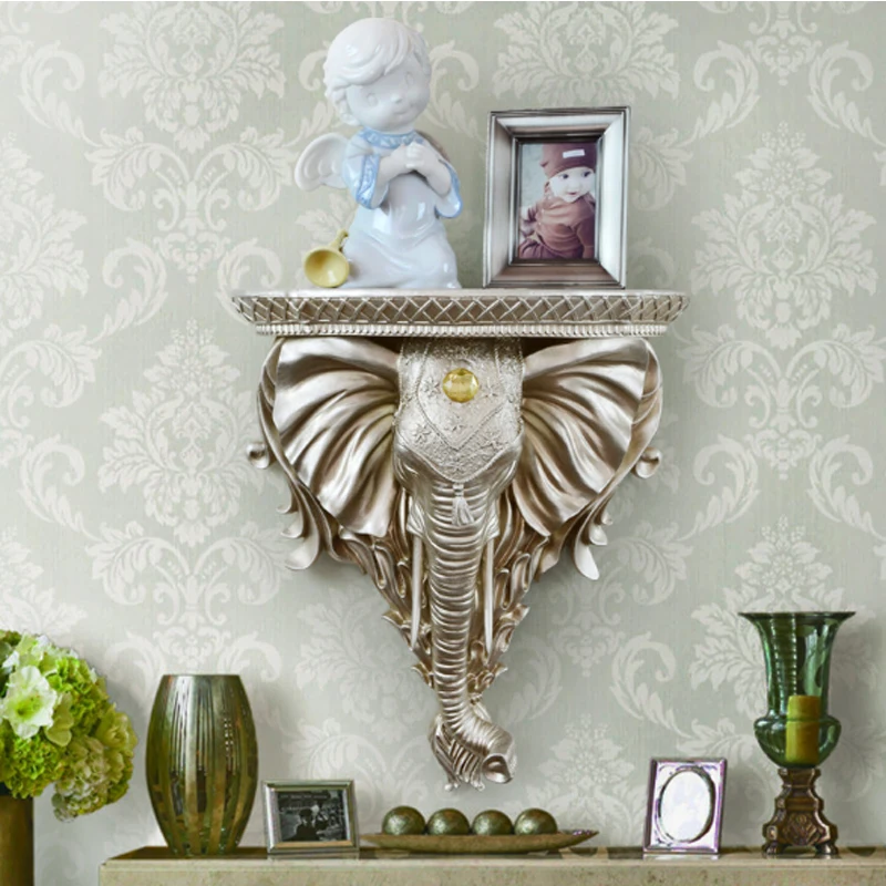 Elephant Wall Decoration,Animal Statue,3D Three-Dimensional Wall Hanging,Storage Rack Shelf,Partition,Ledge,Resin Artwork Mural