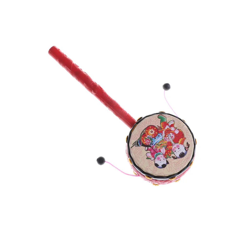 Jouets traditionnels de Style chinois, 1 pièce, hochet en plastique, tambour à granulés, dessin animé, Instrument de musique, cadeau pour enfants, haute qualité