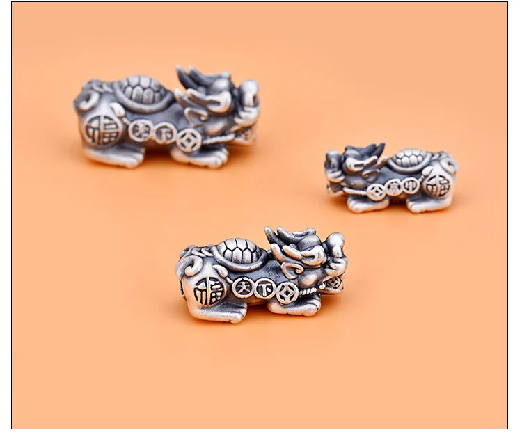 Real Silver Pixiu Bead 3D 999 Silver Lucky Fengshui Animal Beads Wealth Piyao Beads Powerful For Wealth 6