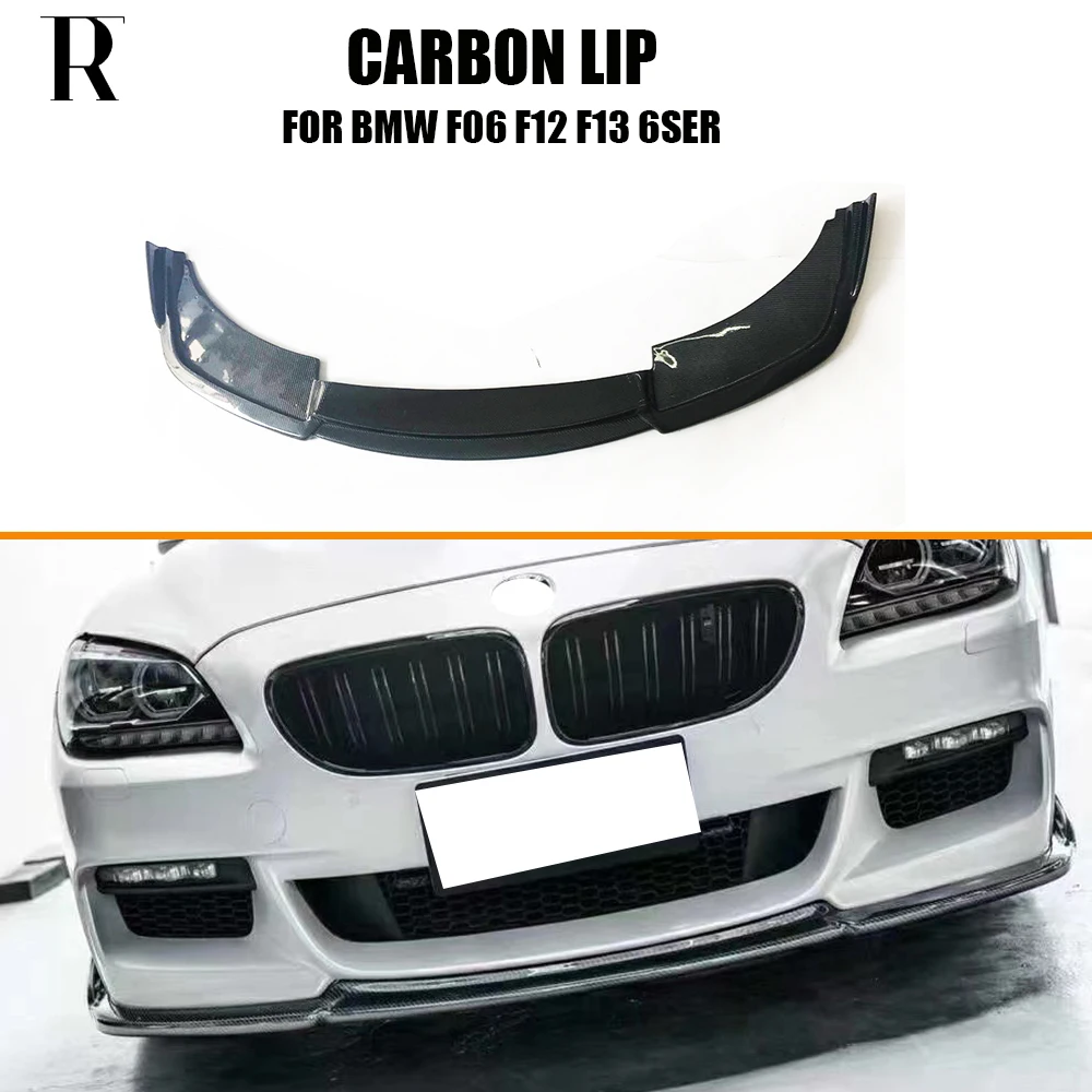 HM Style Carbon Fiber Front Bumper Chin Lip for BMW F06 F12 F13 630 640 650 With M Package 12 - 16