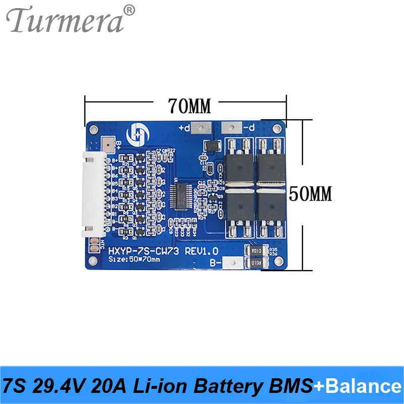 Turmera 7S 25.2 فولت 29.4 فولت 20A بطارية ليثيوم BMS مع موازنة و PCM لوح حماية ل E-سكوتر وبطاريات دراجة كهربائية