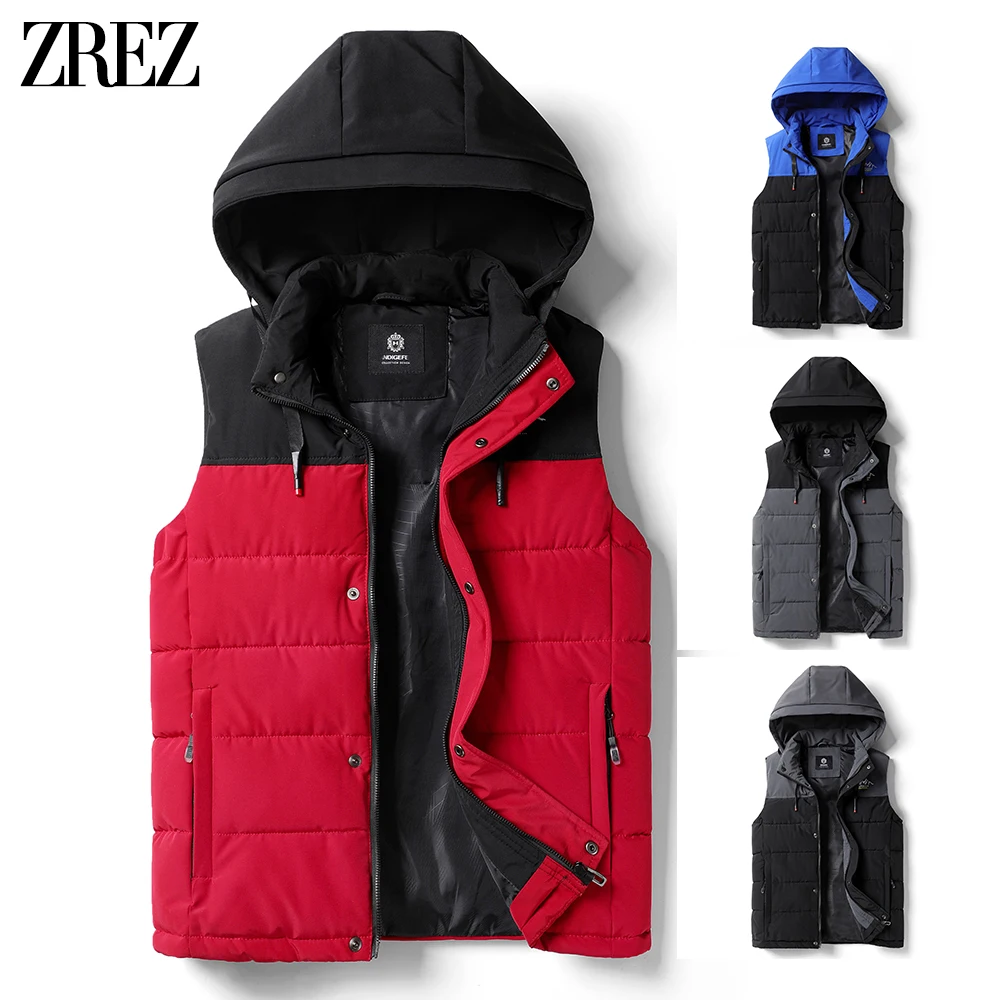 

Men 2021 Autumn New Thick Hooded Sleeveless Vest Jacket WaistCoat Men Winter Outwear Fashion Casual Warm Cotton Vests Waistcoat