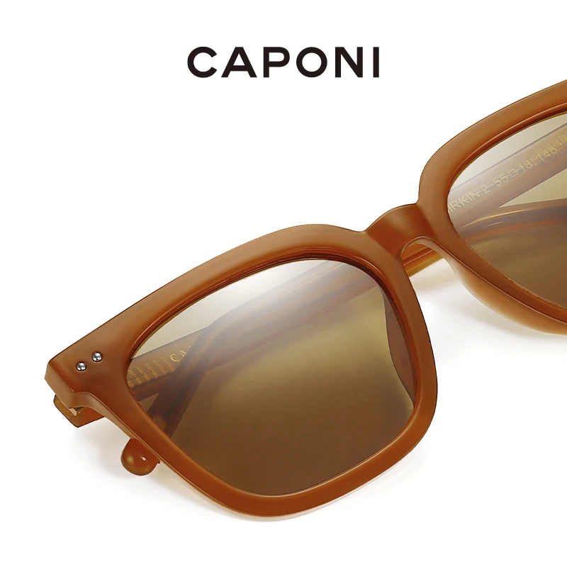 CAPONI Polarized Women Sunglasses Oversized Square TR-90 Eye Frames Shades Fashion Design Trendy Accessory UV Protect CP21025