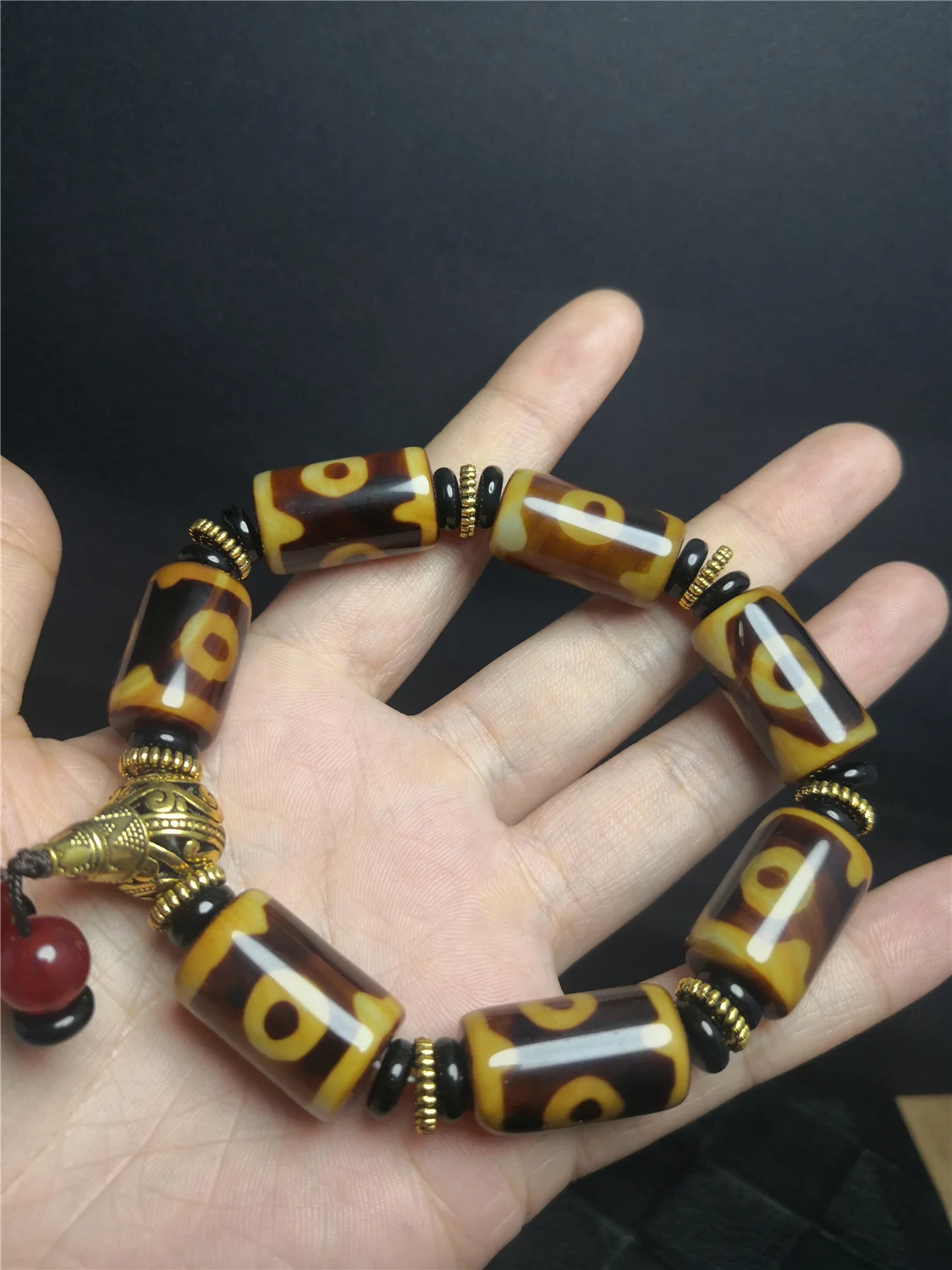 Men's Evil Eyes Guardian Natural Old Agate Bracelet