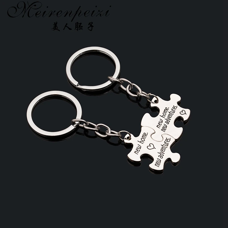 2Pcs/Set New Hot Sell Home New Adventure Couples Keychain Ideas Husband Wife Gift For New Home Owners