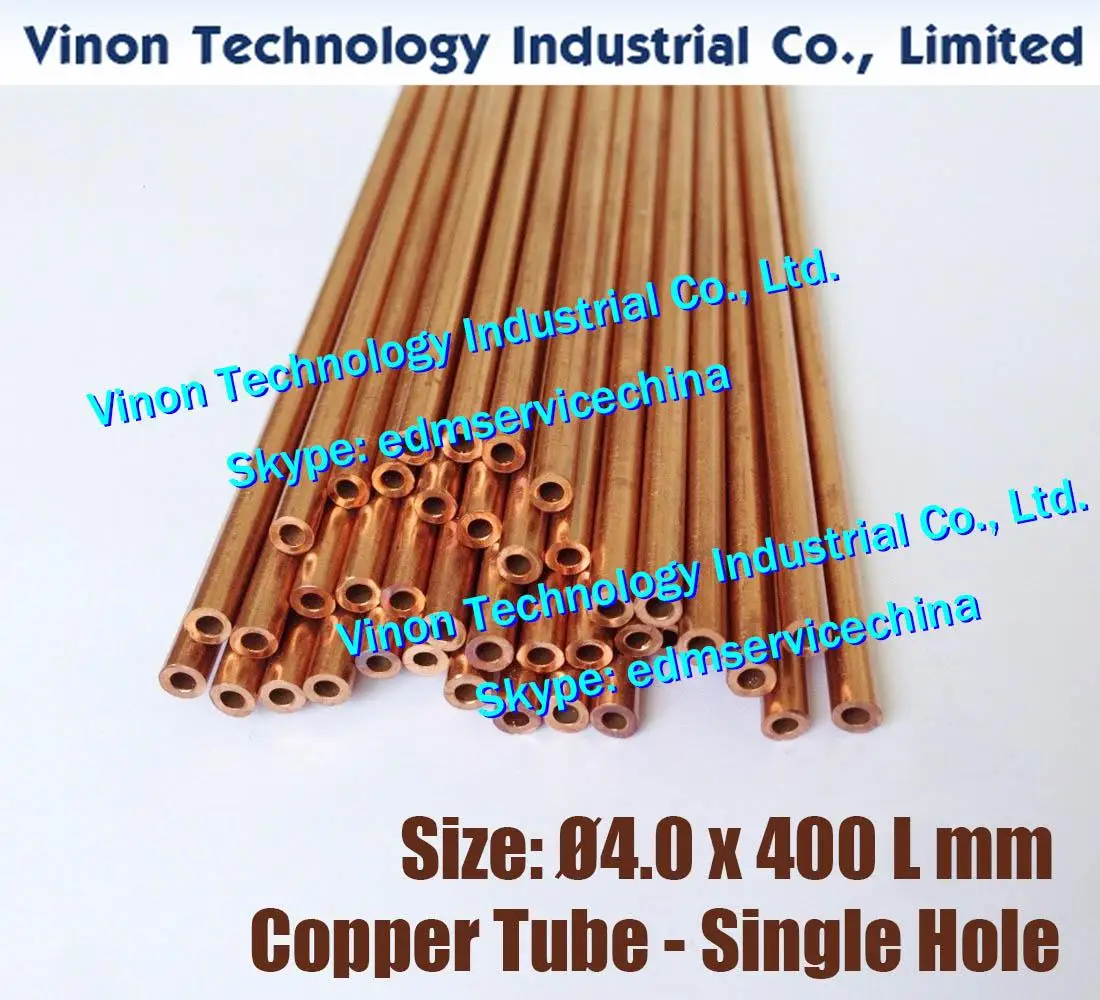 (30PCS/LOT) Ø4.0x400Lmm Copper Tube Single Hole, Copper EDM Tubing Electrode Tube Diameter 4.0mm Length 400mm for EDM Drilling