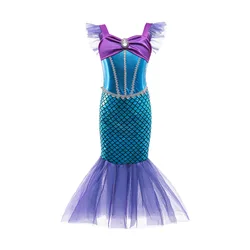 Little Mermaid Ariel Dress Kids Halloween Fancy Costume Children Carnival Birthday Party  Summer Girl Princess Clothes