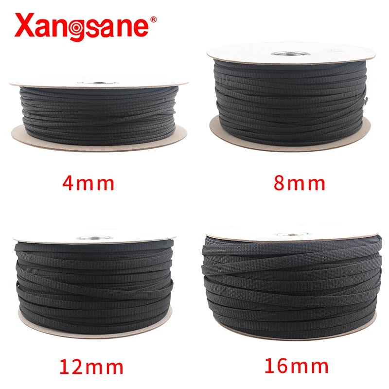 

4/8/12/16mm pure black shock absorber net HiFi audio signal cable speaker cable power cable coaxial cable shielding net