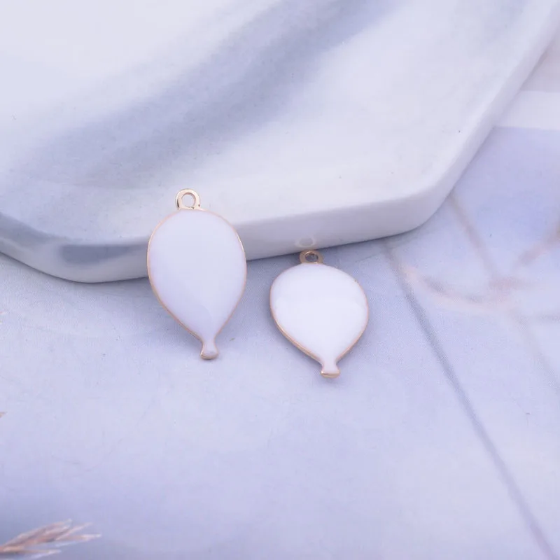 30 Stück 10*17mm Doppelseitige Emaille-Ballon-Anhänger in Goldfarbe aus Kupfer für DIY-Ohrringe und Schmuckzubehör – Detail 5