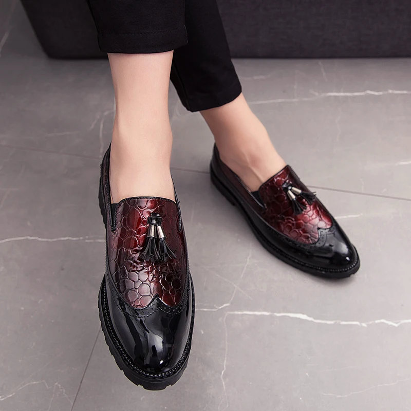 Men's Leather Shoes Business Dress Luxury Wedding Elegant Formal Slip-on Flats Oxford 38-48 Office Casual Fashion Pointed Shoe