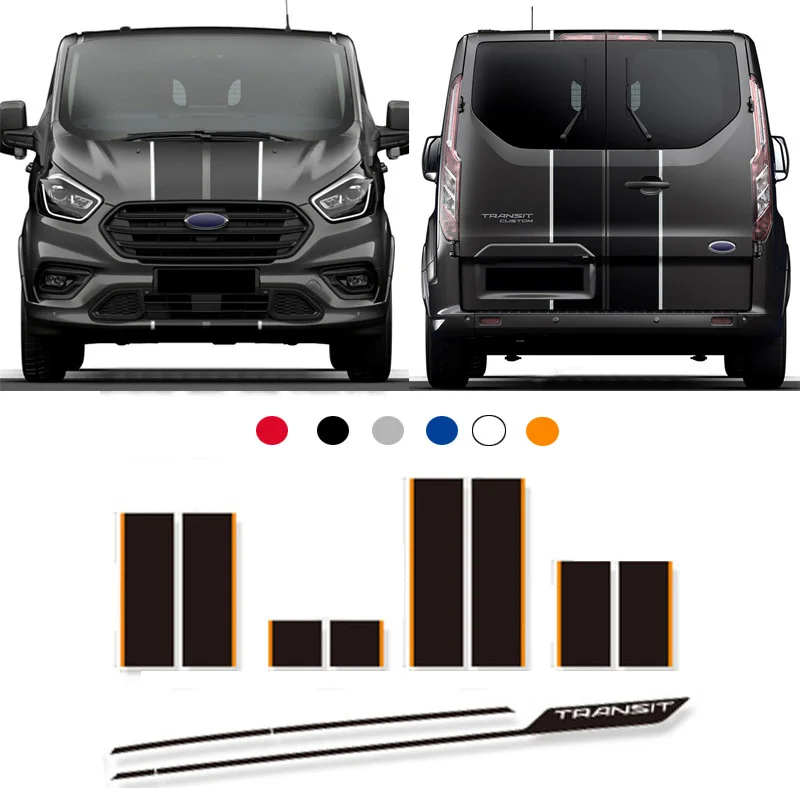 

Car Styling Matte Black Bonnet Head Hood Sticker Rear Tail Door Stripe Waist line Decal Graphic Vinyl Accessory for Ford Transit