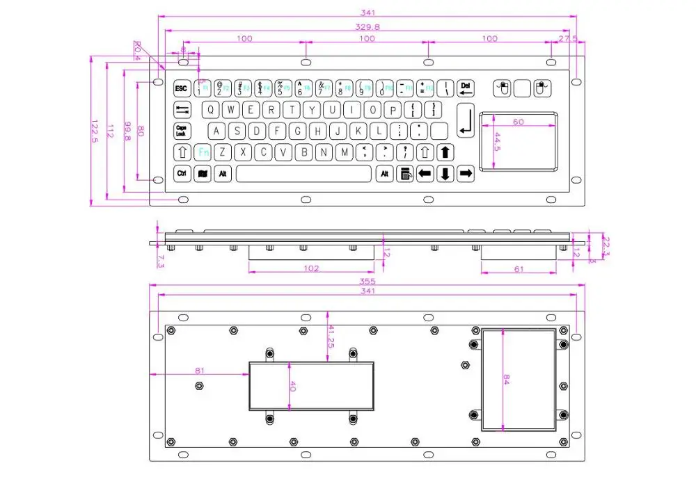 Imagem -06 - Teclado Industrial Áspero do Touchpad Teclado de para Quiosques Console do Uav do Rov do Metal Teclados Escovados Aço Inoxidável