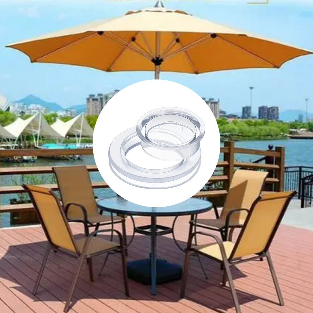 Umbrella Thicker Hole Ring Plug and Cap Set for Outdoors Patio Beach Yard Table 2 Inch Standard Size Transparent