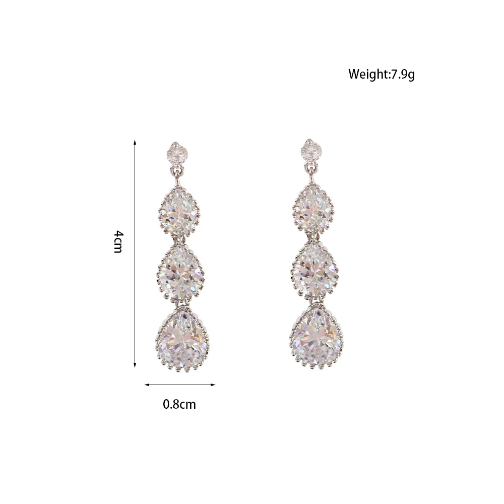 LANFLORA fashion water drop zircon women earrings for birthday gift copper alloy cheap factory shop earrings wholesale price