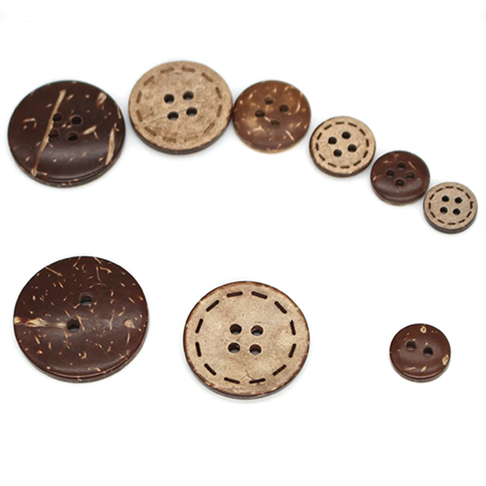 

Coconut Buttons 2 Holes 4 Holes Round Dotted Line Garment Sewing Button For Children's Clothing Shirt Jacket Scrapbooking 9-25mm