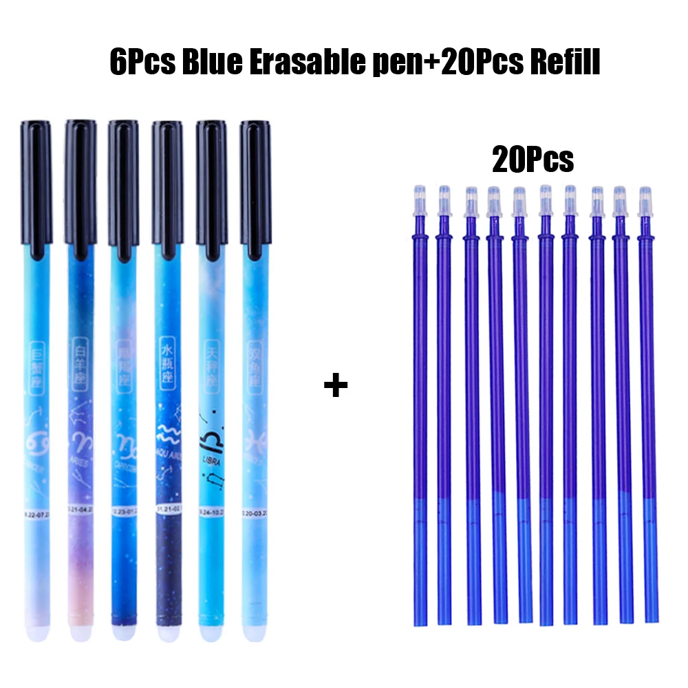 

26Pcs/lot Constellation Erasable Gel Pen Novelty 0.5mm Star Ink Pen with Erasable Refill Washable Handle School Office Supplies